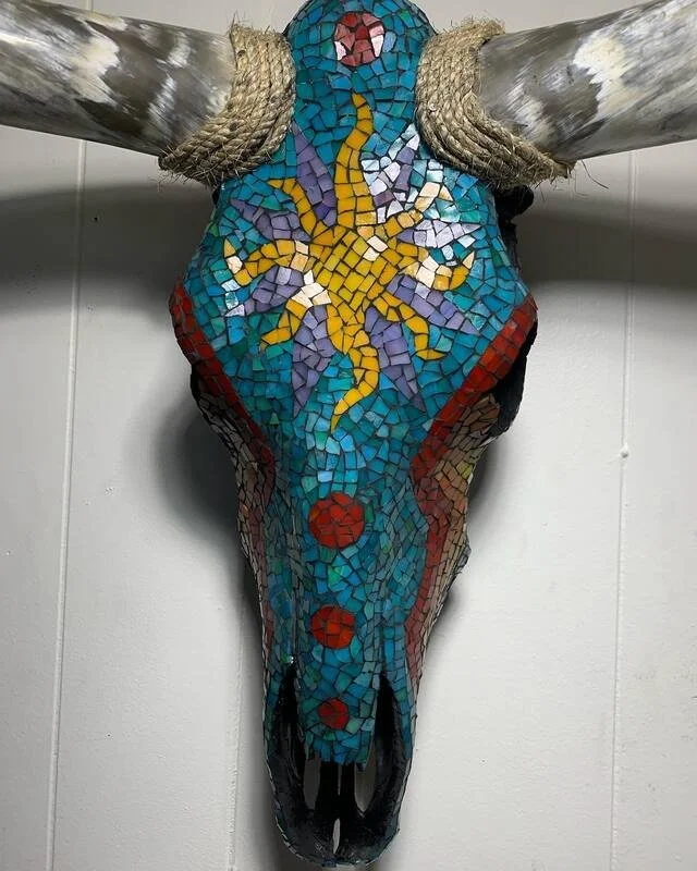 Red Dot, Mosaic and Longhorn, 24 x 36 x 12 in. 2024