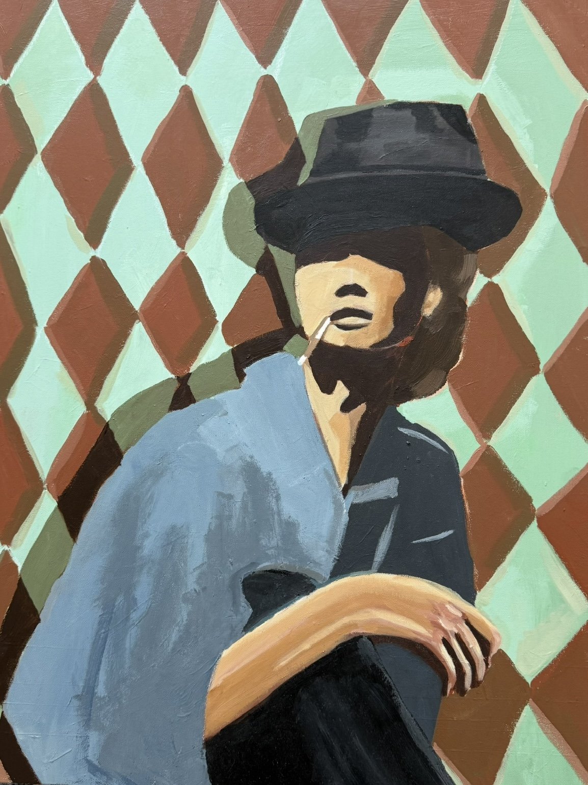 Girl in Hat, Acrylic on canvas, 30 x 24 in. 