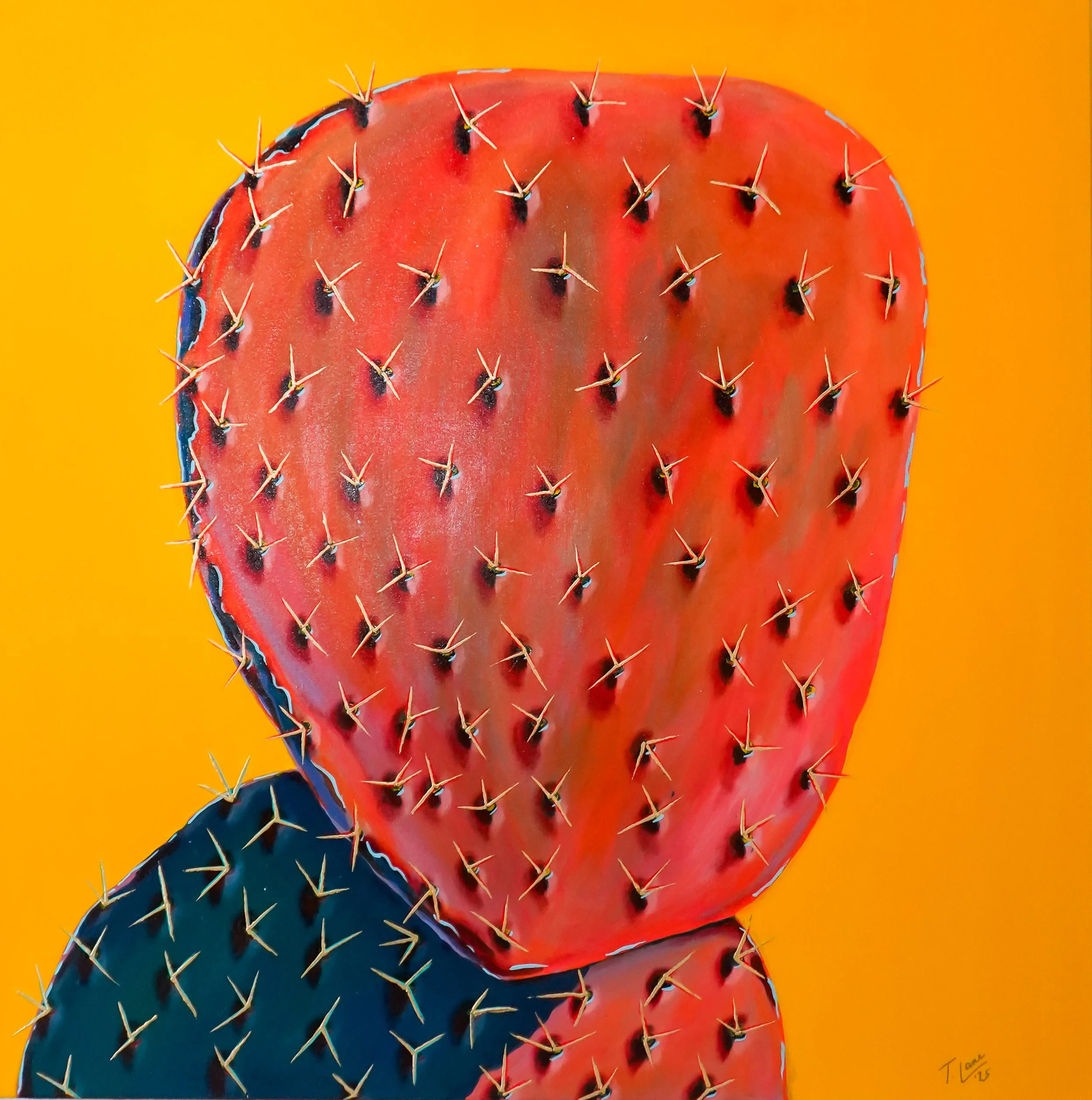 Alone in the Desert, Acrylic and gold leaf on canvas, 36 x 36 in. 2025