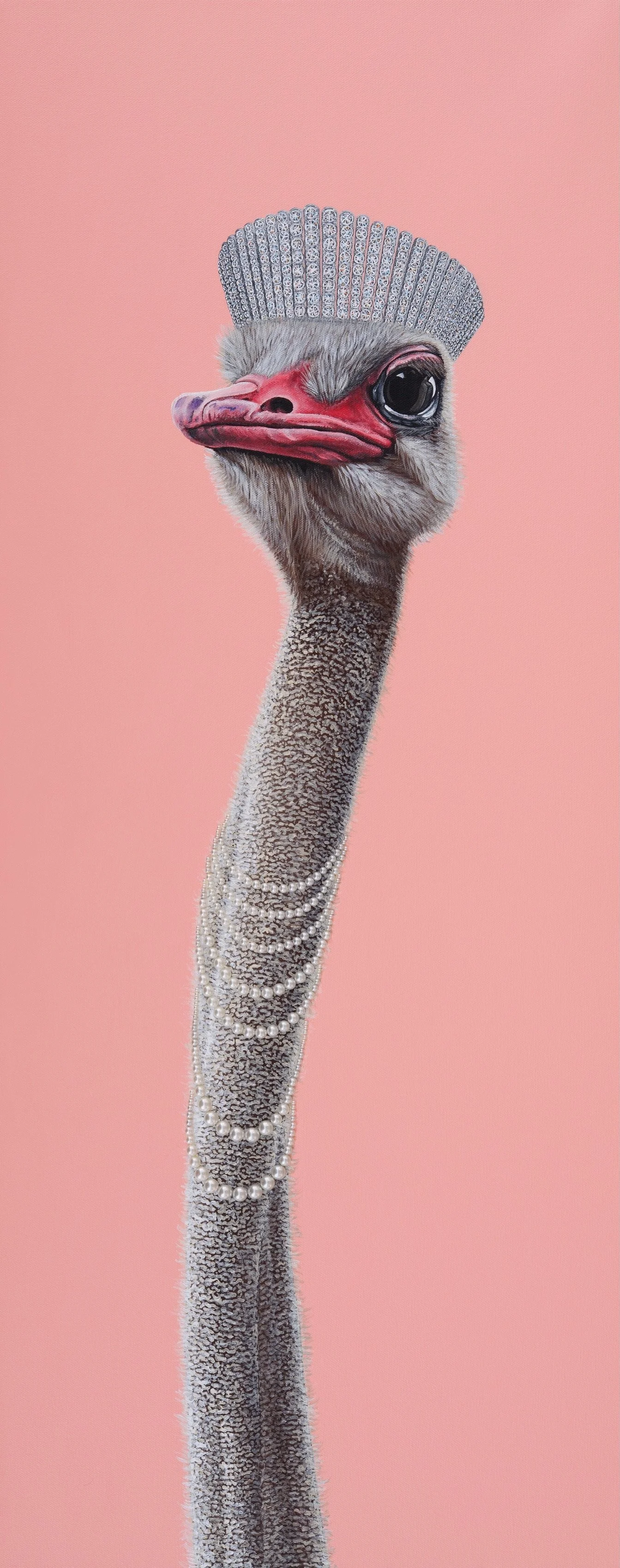 Ostentatious, Original Acrylic painting with acrylic pearls on deep stretched canvas, 40 x 16 in. 2025