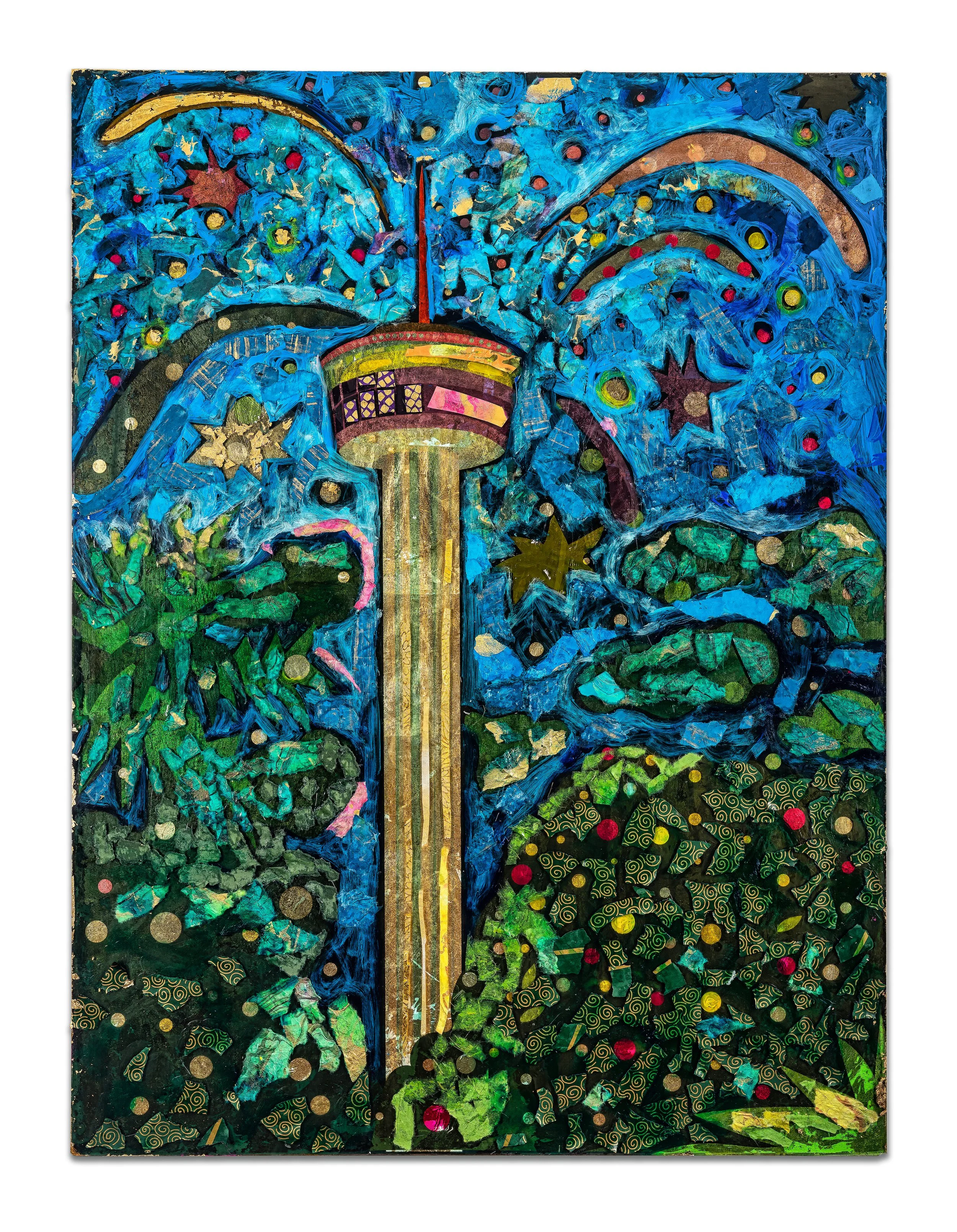 Nostalgia | Celebrate SA!, Mixed media, 40 x 30 in. 2022. SOLD