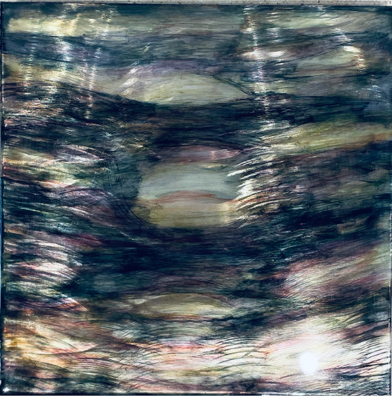 Under a Dark Sky, Oil on aluminum with resin, 15 x 15  in.