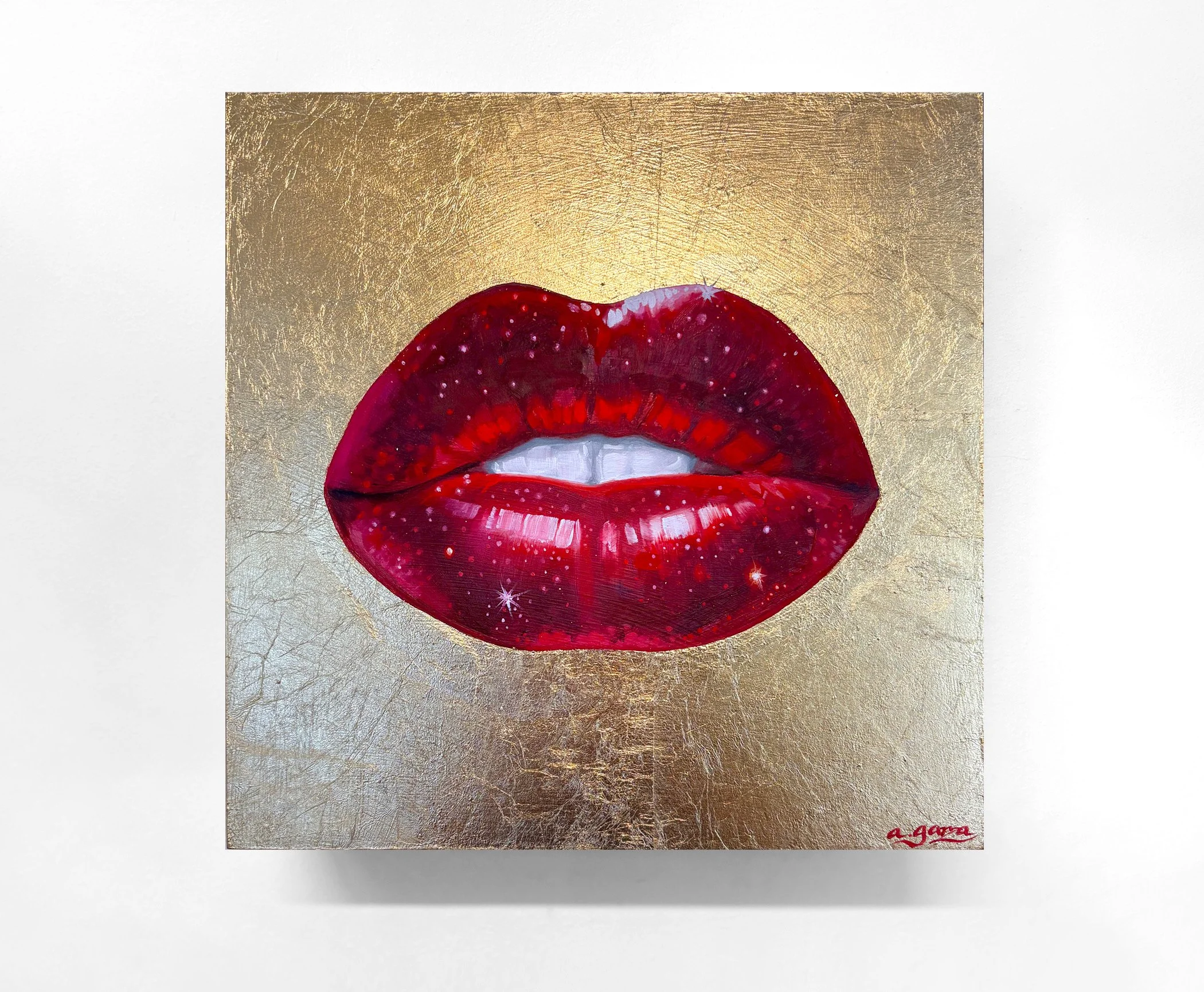 Hollywood, Oil and gold leaf on panel, 12 x 12 in. 2025