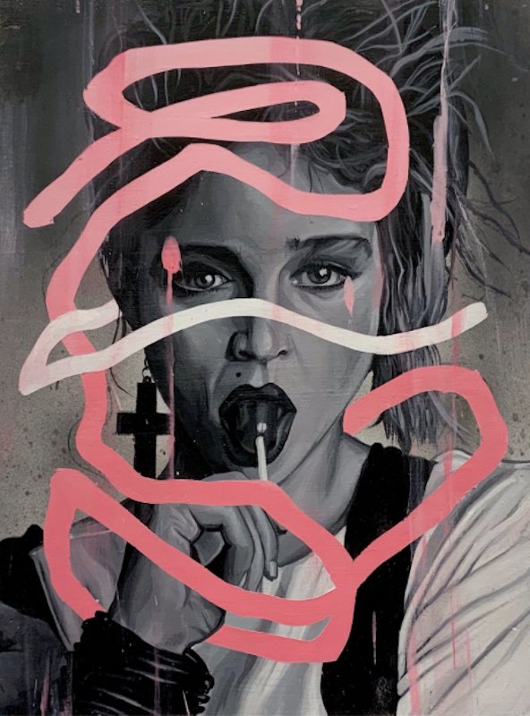 James Supa, #selfie (Madonna), Acrylic on wood panel, 12 x 9 in. 2020, Private Collection