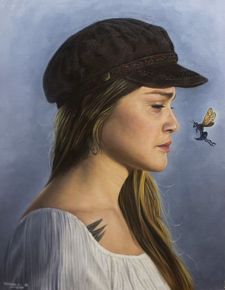 Sting, Oil on panel, 18 x 14 in. 2018. SOLD