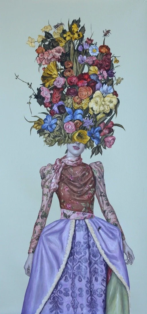 Garden Party II, Acrylic on canvas, 38 x 16 in.