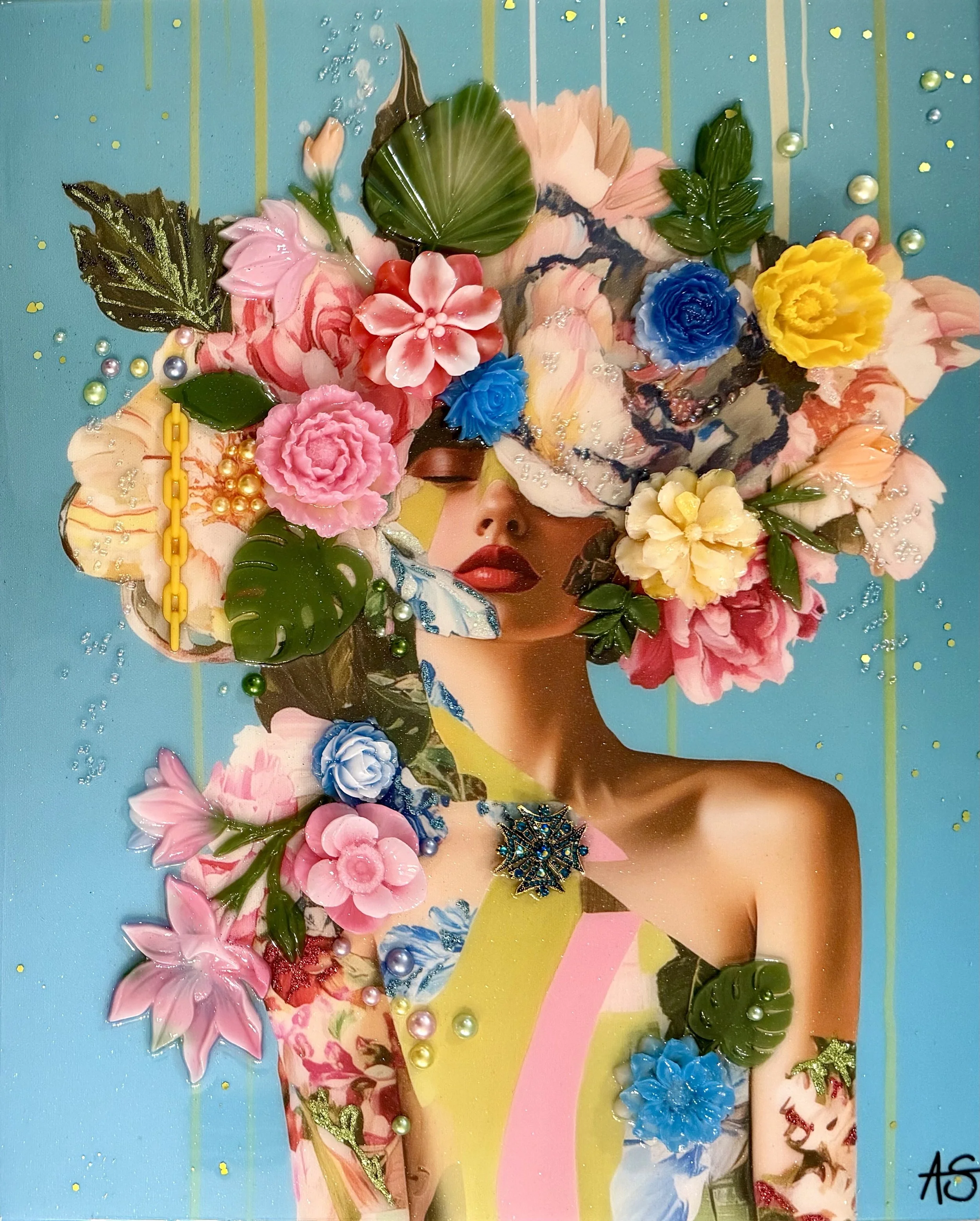 Desert Skies, Mixed media and resin on canvas with panel backing, 20 x 16 in. 2025, SOLD