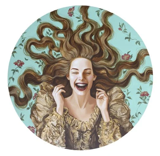 Medusa’s Joyous Gaze, Acrylic on canvas, 40 in. diameter
