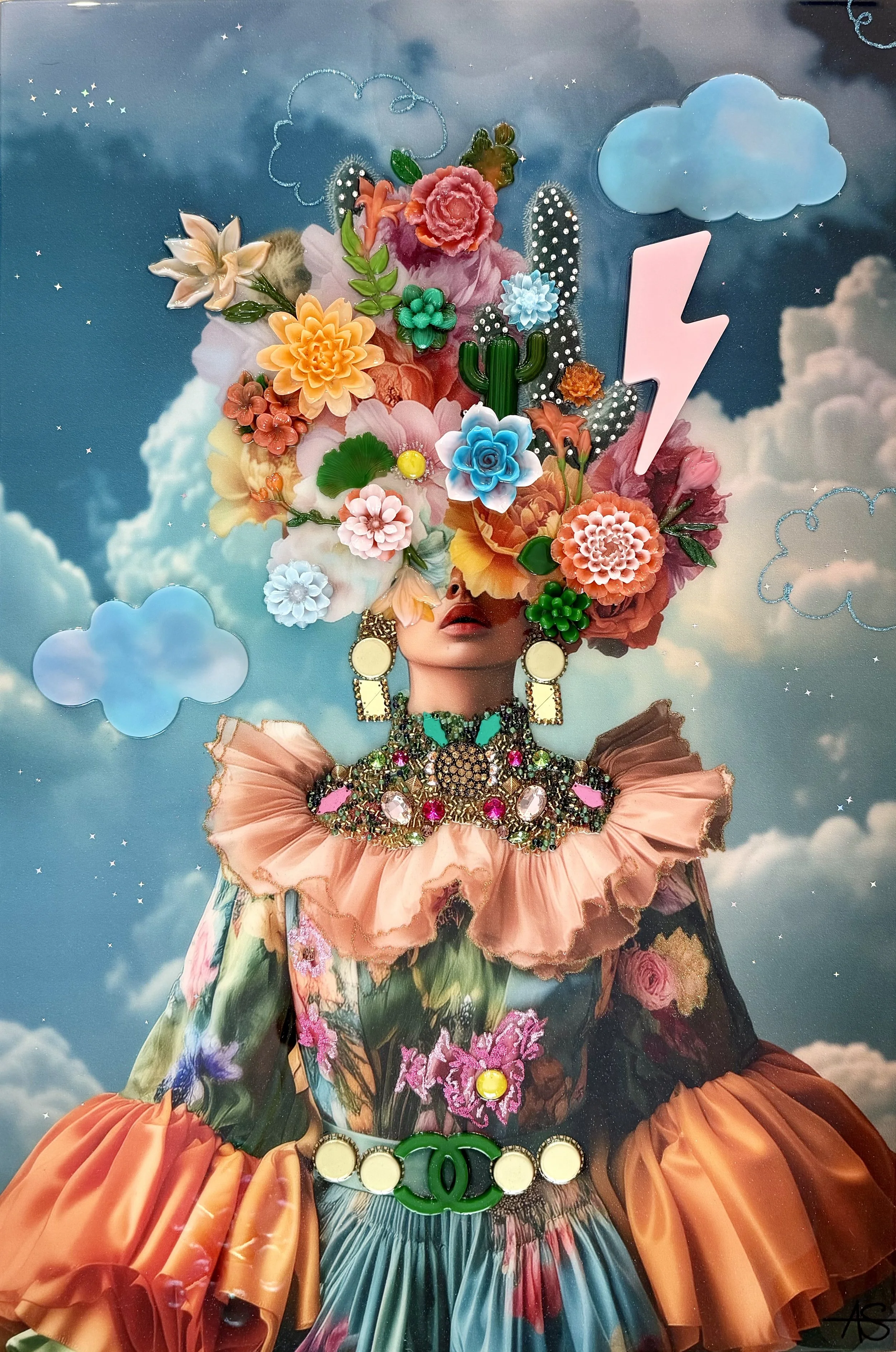 After The Storm, Mixed media and resin on canvas with panel backing, 36 x 24 in. 2025, SOLD