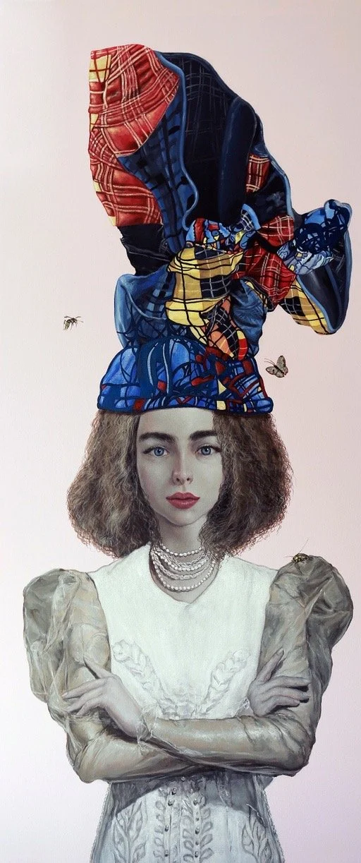 A Style of Millinery III, Acrylic on canvas, 62 x 26 in. 