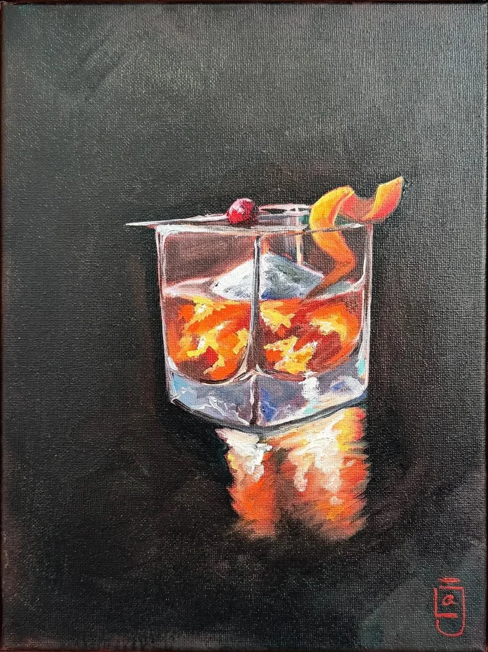 An Old Fashioned Affair, Oil and Acrylic Ink  canvas
10 x 13 in. framed, 2025. SOLD