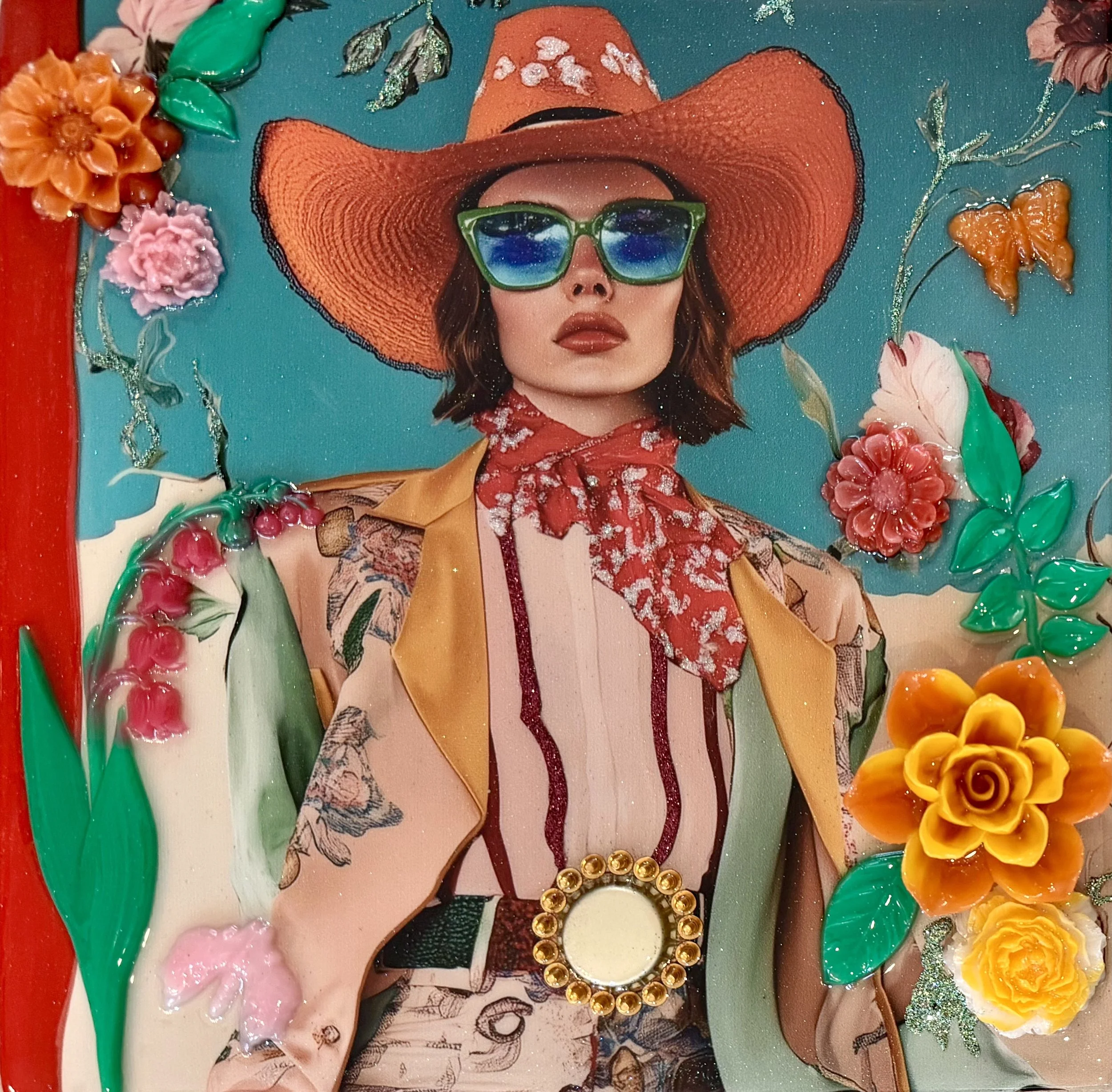 Thunder Moon, Mixed media and resin on canvas with panel backing, 12 x 12 in. 2025, SOLD