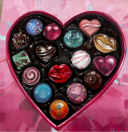 Cupid's Candy Shop, Oil on canvas, 12 x 12 in. 2026