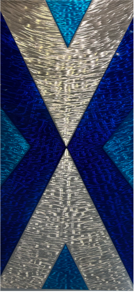 Shades of Blue, Alcohol ink and resin on aluminum, 60 x 30 in. 2025. SOLD