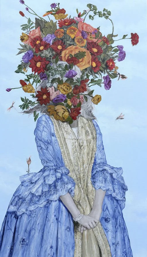 Blue Dress, Acrylic on canvas, 38 x 22 in.