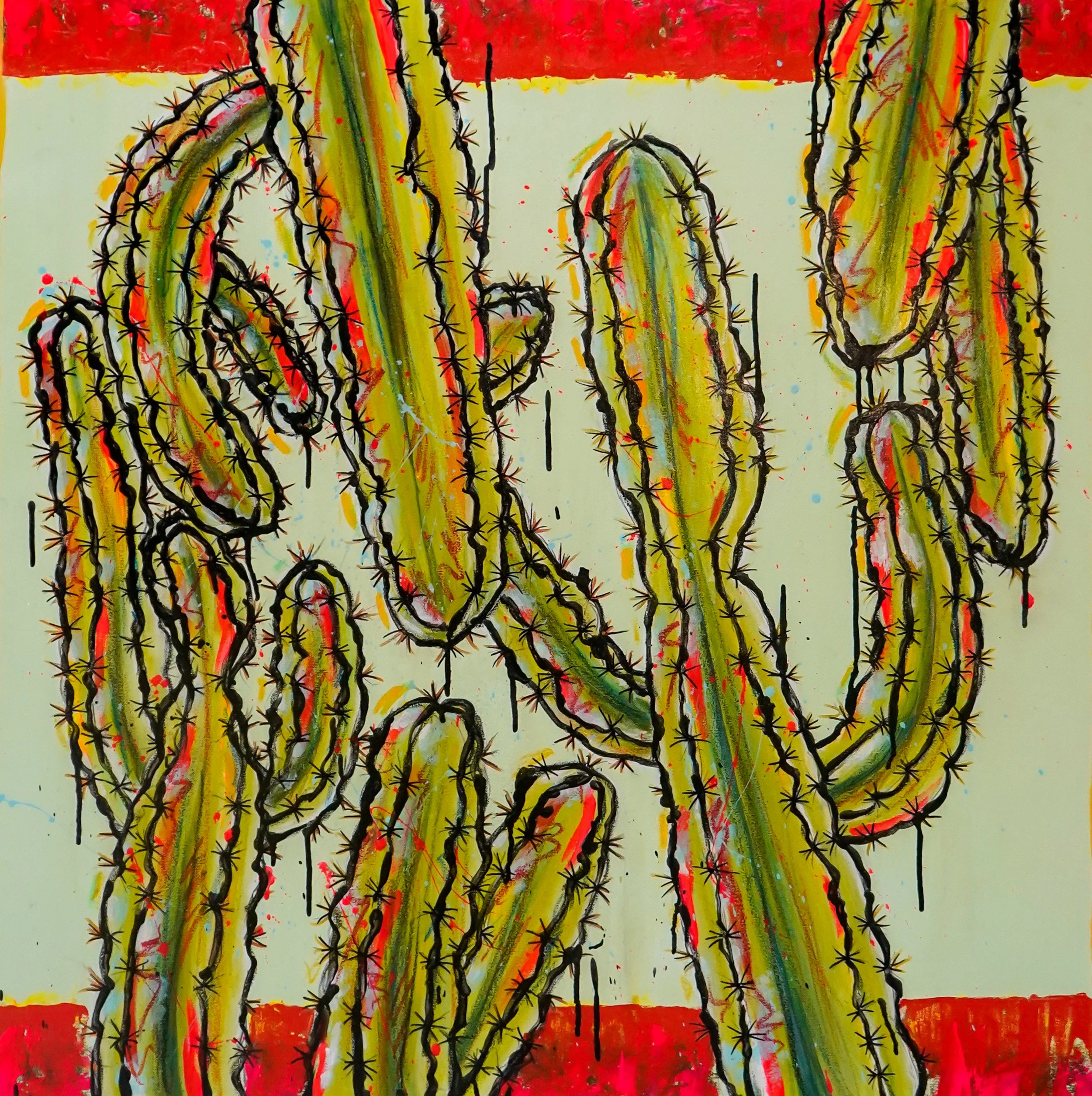 Upside Down, Acrylic and oil stick on canvas, 36 x 36 in. 2025