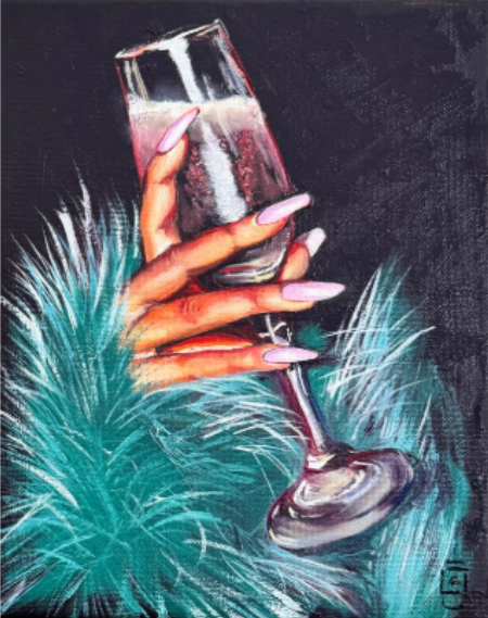 Party Animal in Green, Oil on canvas, 10 x 8 in. 2025