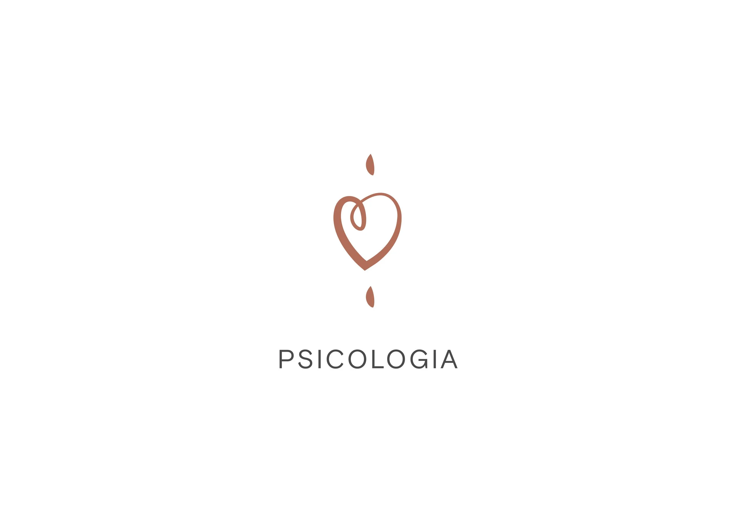 Logotipo con corazón estilizado y la palabra 'PSICOLOGIA'. Logo e identidad visual centro de psicologia Cor Nellà. Branding. Agosto Creative Studio.