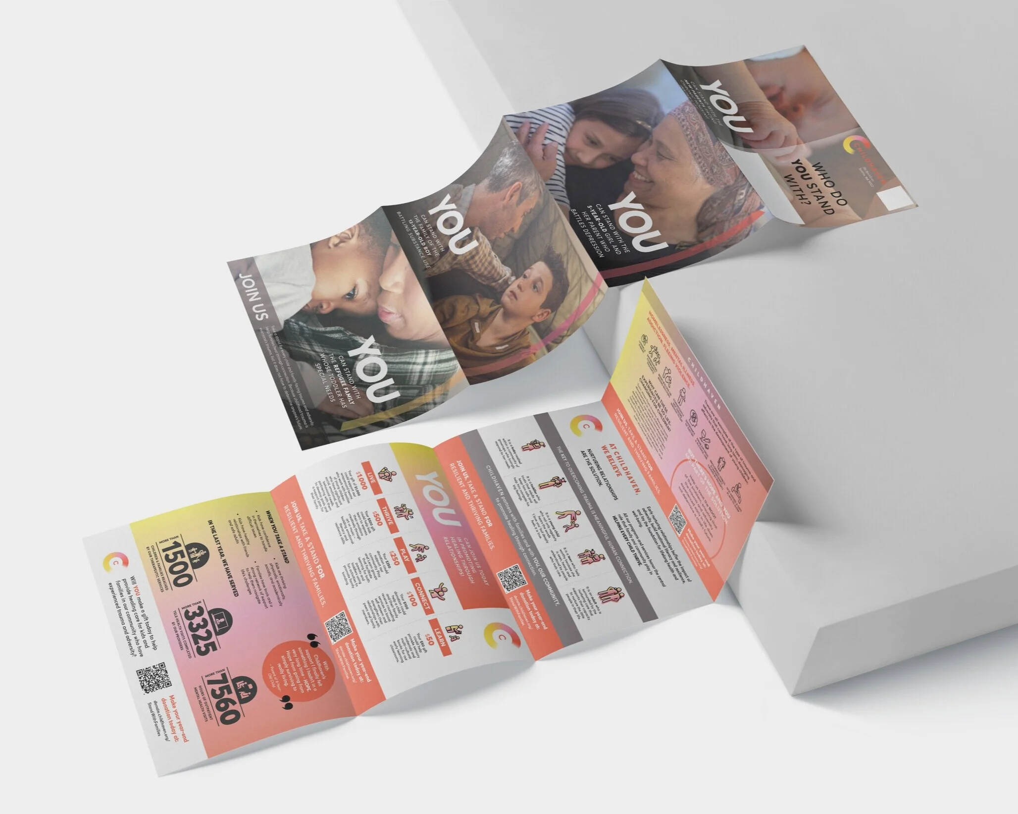 Large format, quad fold direct mail piece.