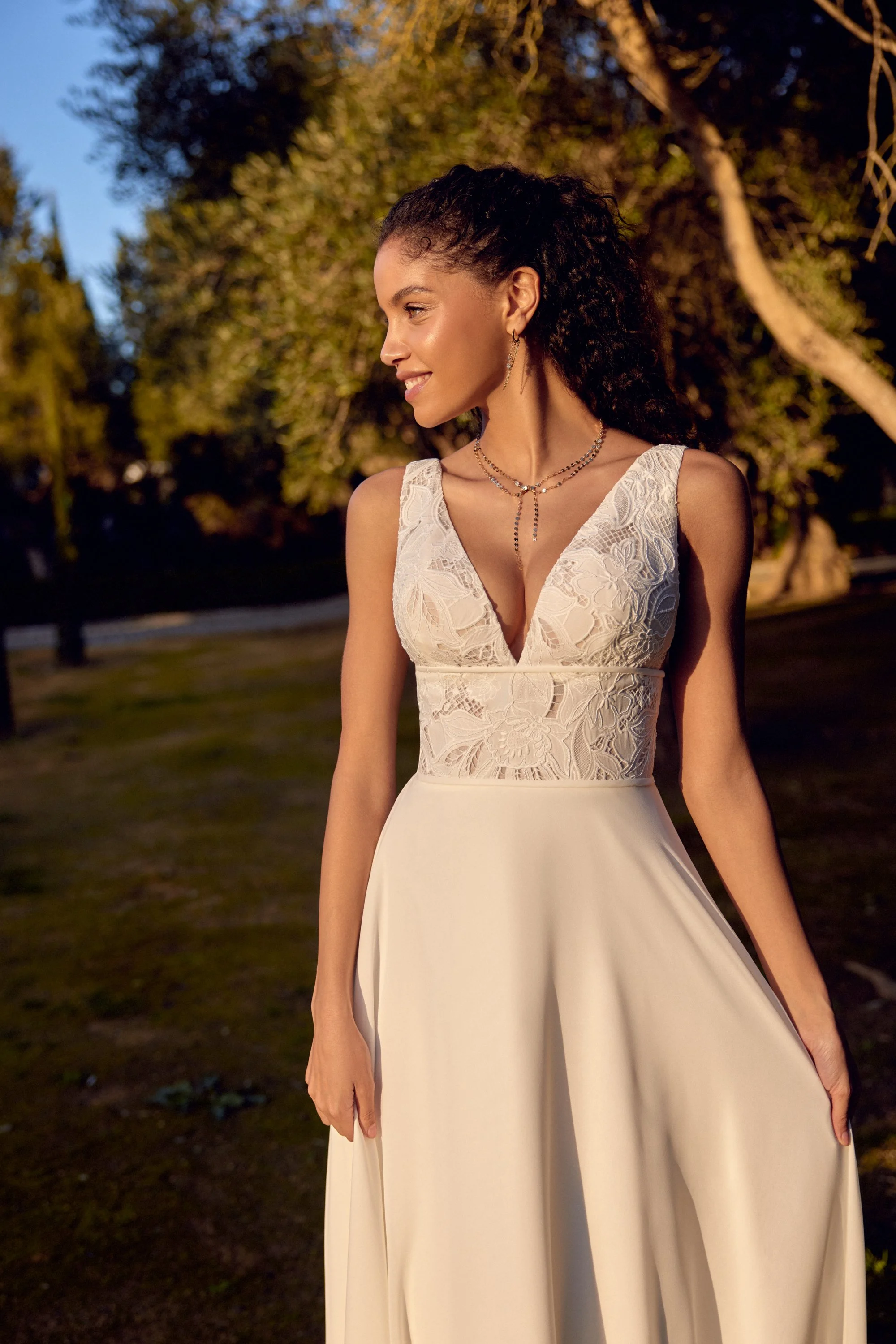 lillian west 66419 Chiffon V-neck Wedding Dress