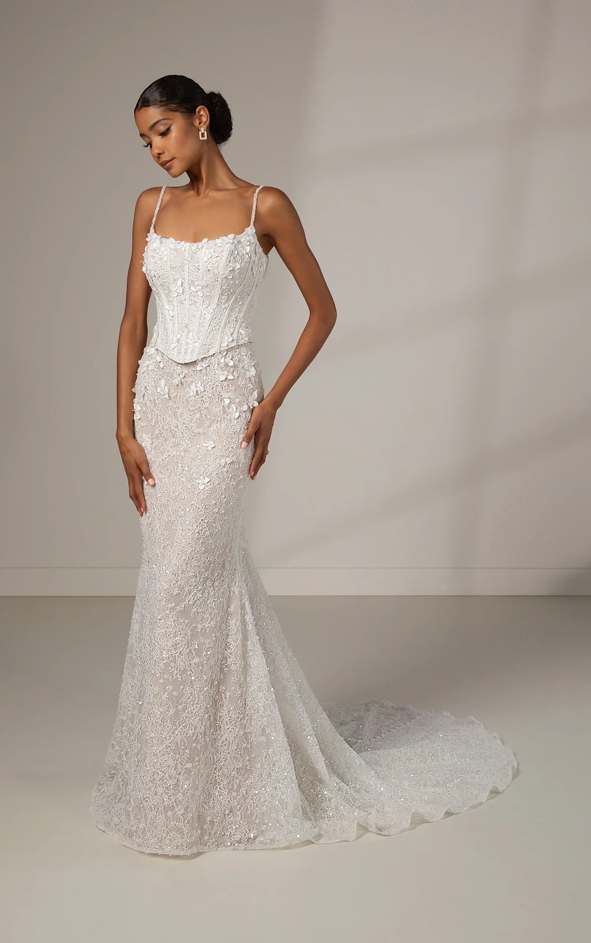 martina liana luxe le1389 two piece lace and beaded wedding dress with corset bodice