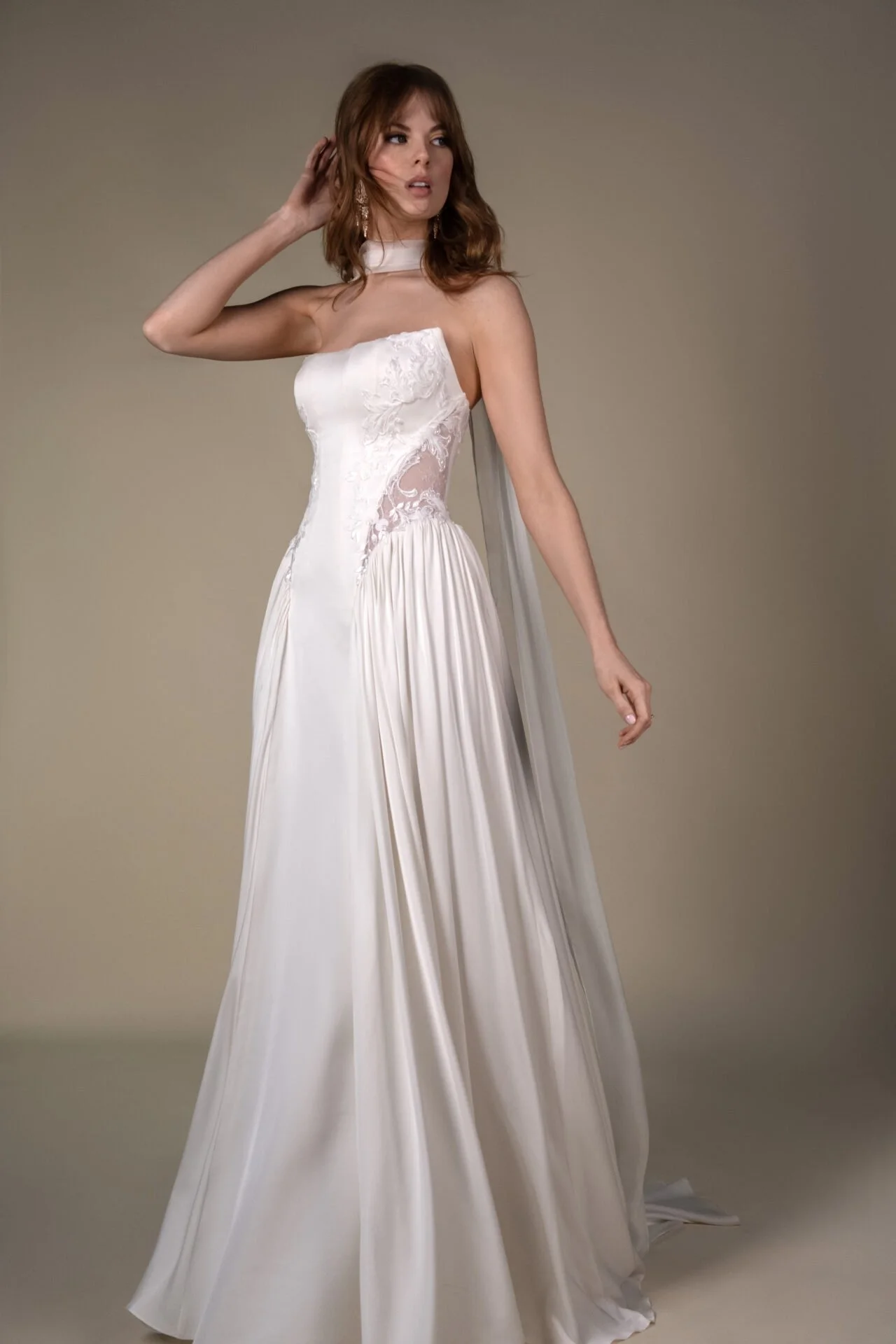 All Who Wander Romin Clean Wedding Dress with Lace Detailing