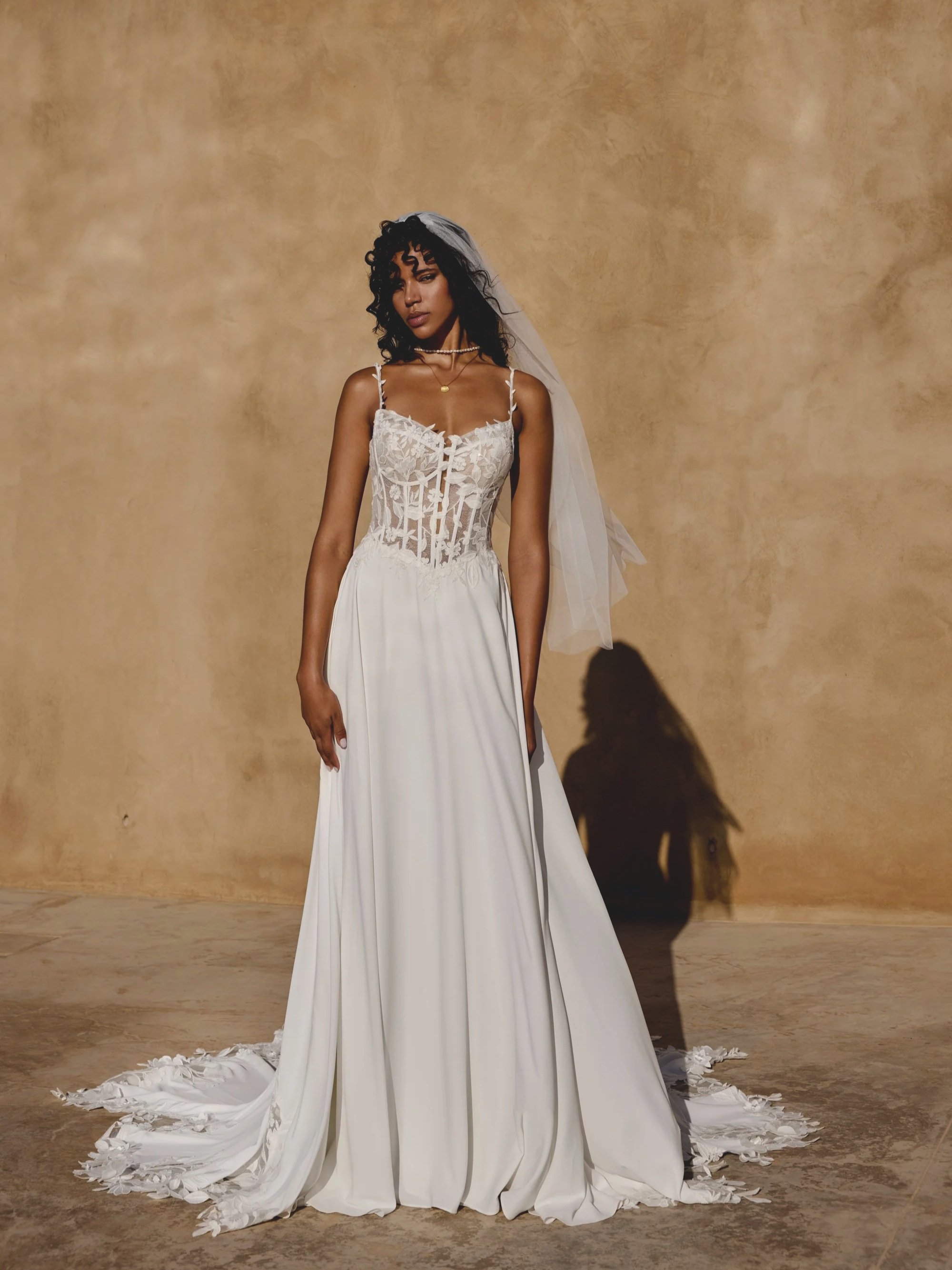 lillian west 66446 chiffon scoop neck wedding dress