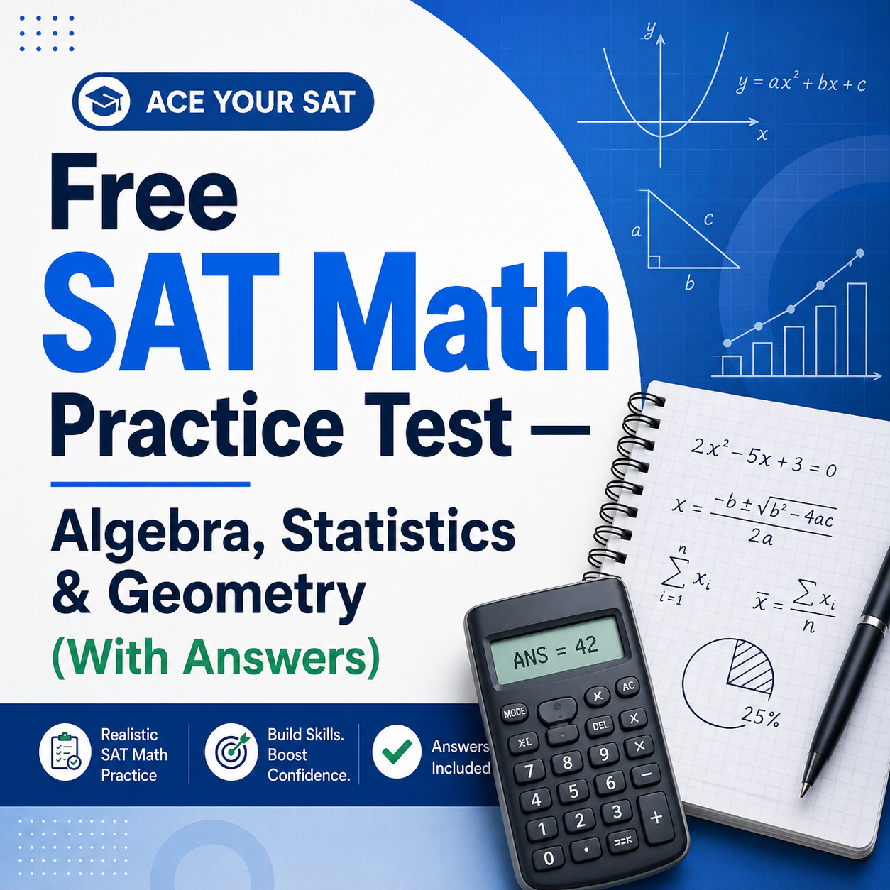 Free SAT Math Practice Test — Algebra, Statistics &amp; Geometry (With Answers)