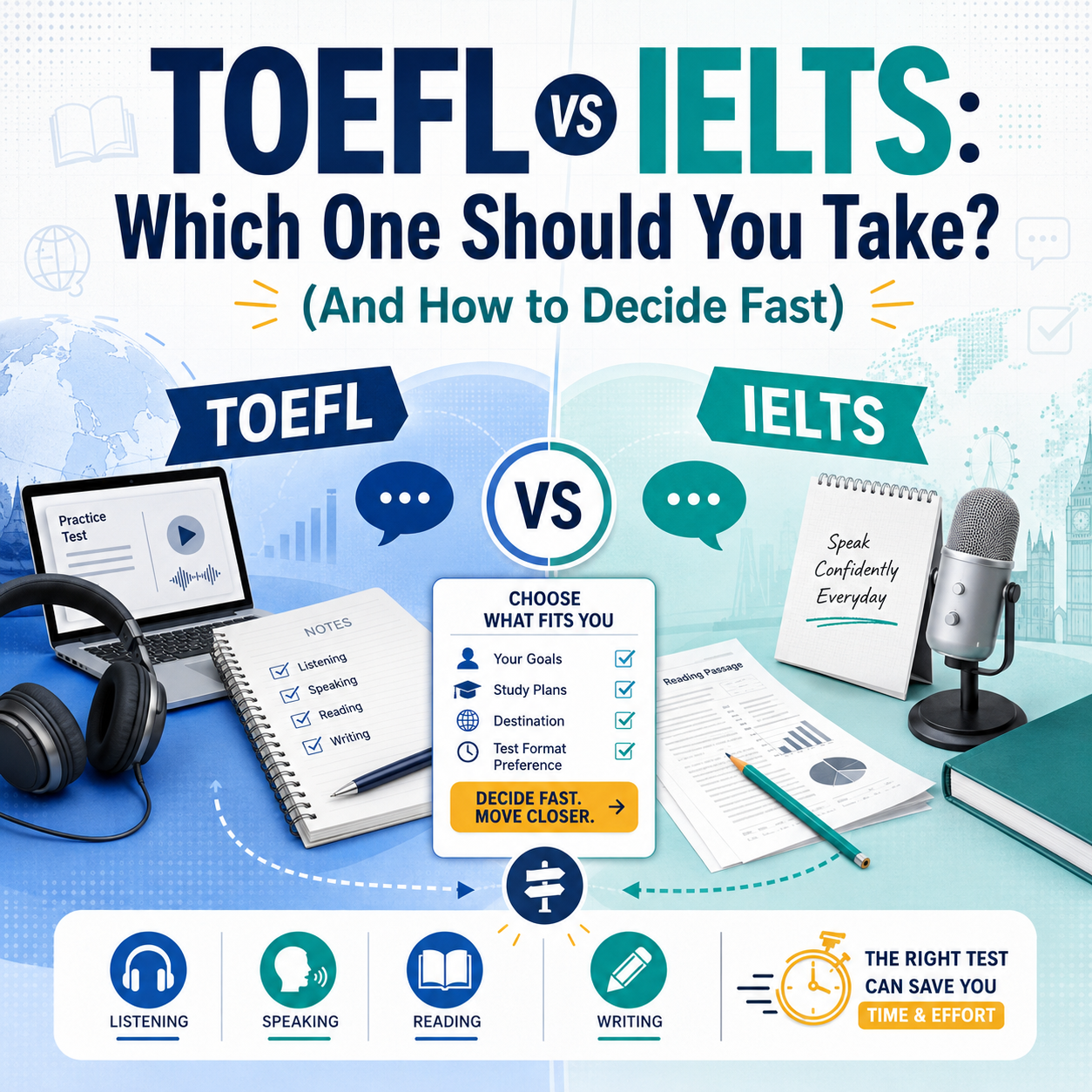 TOEFL vs IELTS: Which One Should You Take? (And How to Decide Fast)