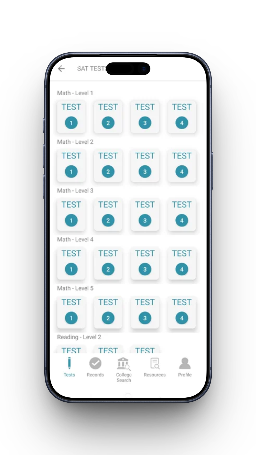 Select your level and test number
