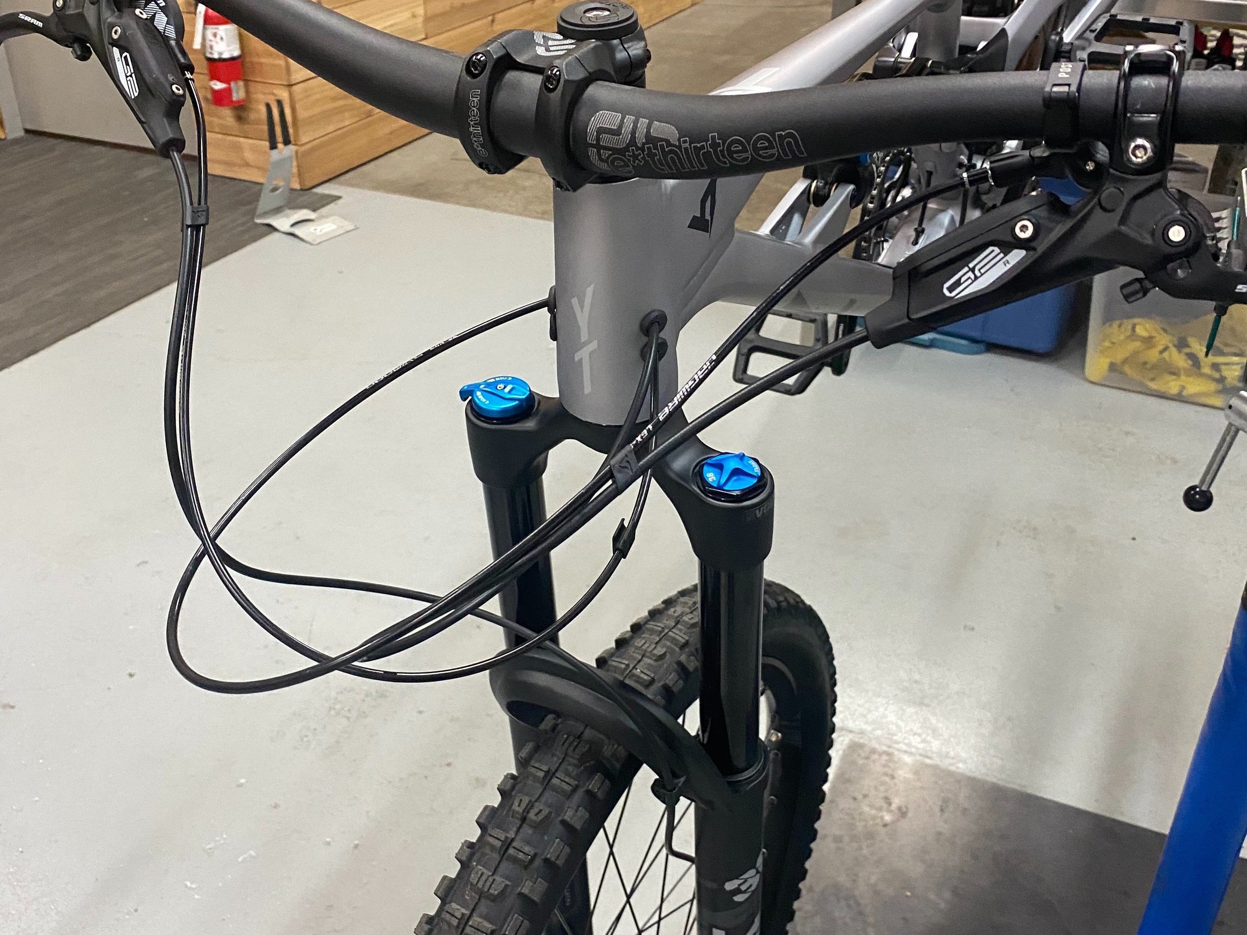  this cable work won’t do. often new bikes come with brake lines that are dangerously long, just waiting to be caught on a tree or ripped open in a crash or while you’re loading your bike onto the shuttle rig. the extra length of hose is also more di