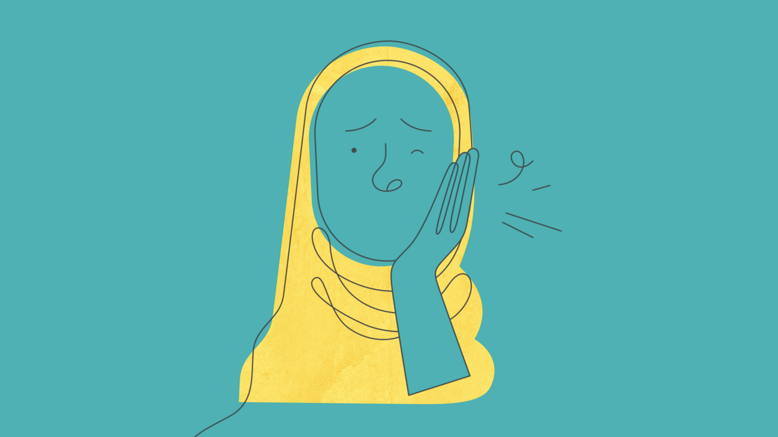 Animation of someone in pain holding their cheek