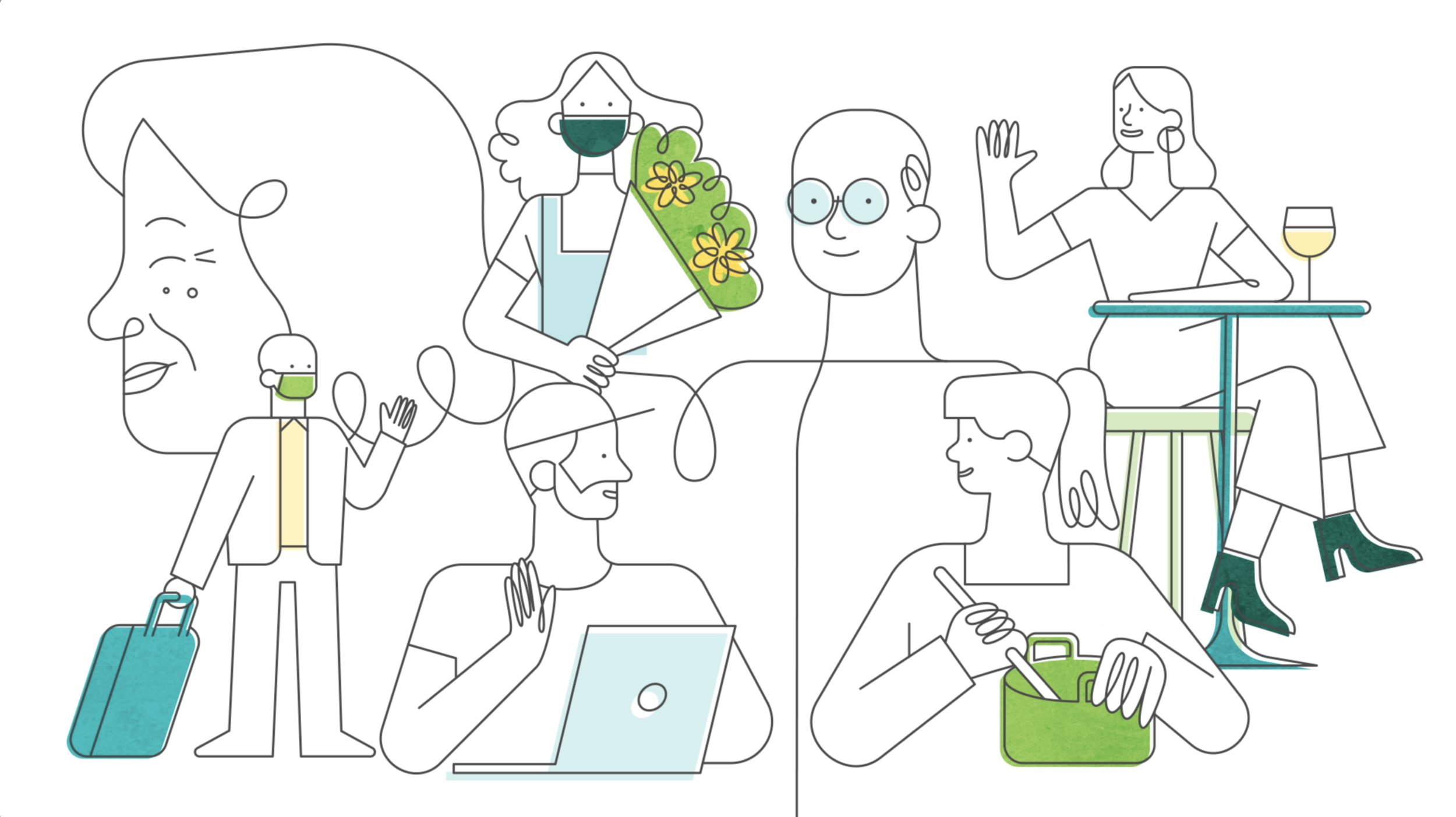Animation of smiling people at different jobs 