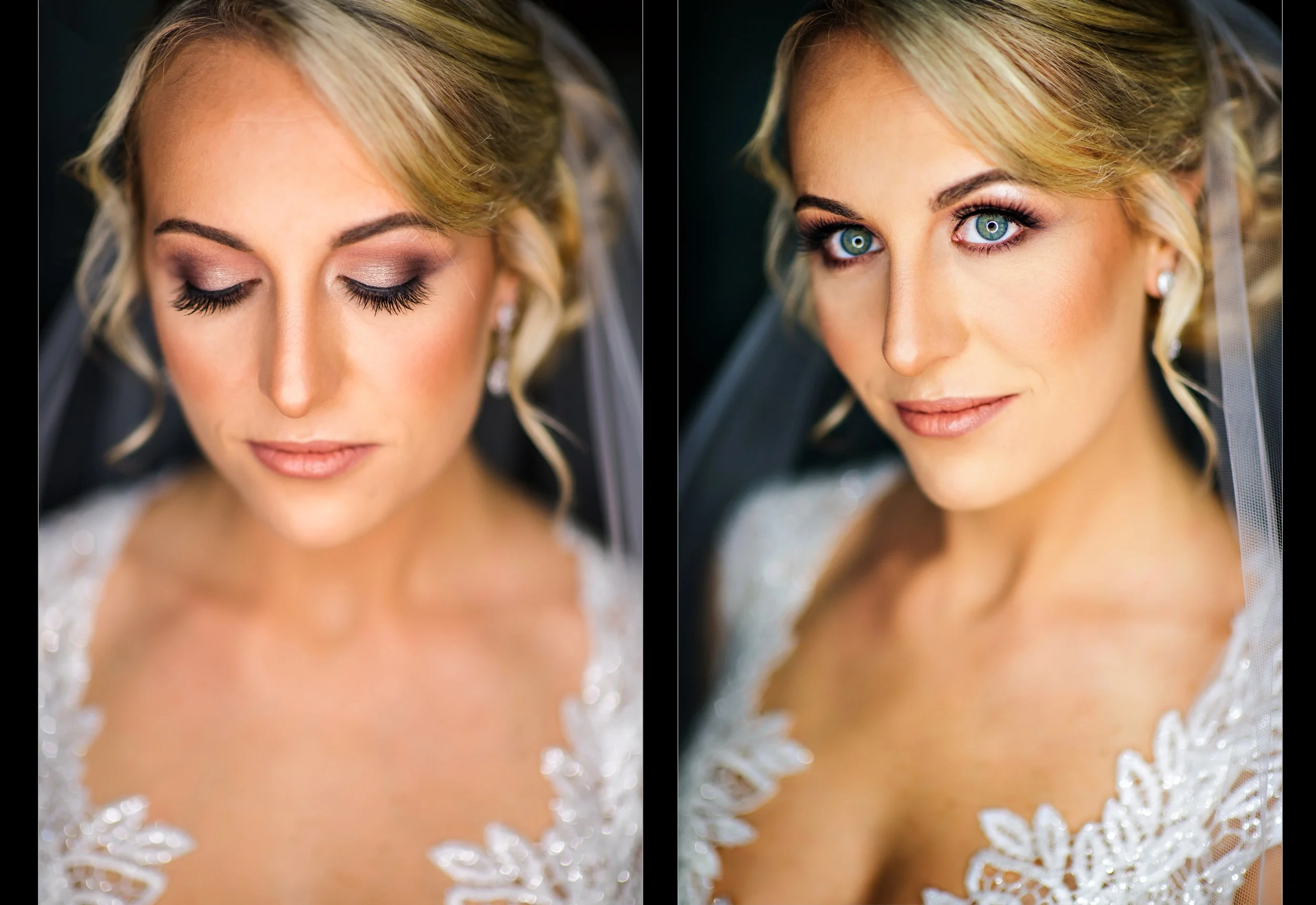 Closeup of bridal makeup