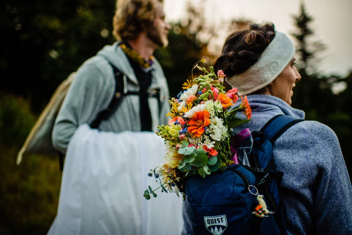 Couple overlooks hike as they begin trek