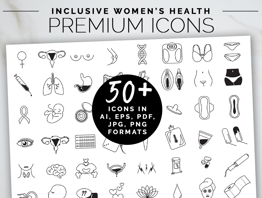 Feminist Health Icon Set for Graphic Designers | Sexual Health Line Art Icons Bundle | Women's Wellness Vagina png svg Digital Projects