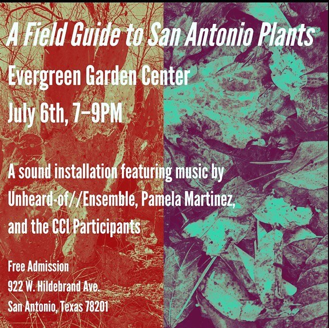 Happening Tomorrow. Sounds at @evergreengardentx by @unheardofensemble We will be doing an encore performance of these works @sabotgarden this Sat morning July 8 as well.

Unheard-of//Ensemble,  a contemporary chamber ensemble dedicated to connecting