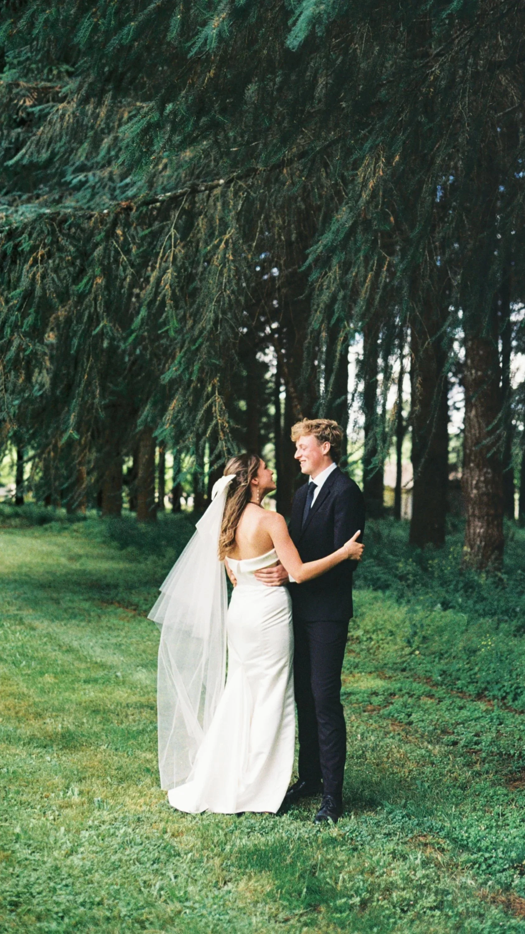 Stunning bride and groom portrait on film at a private estate in Corvallis, Oregon. Classy, timeless, film photography.