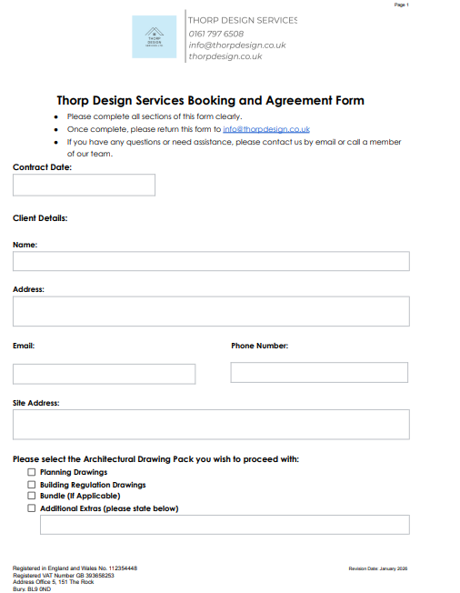 Booking and Agreement Form