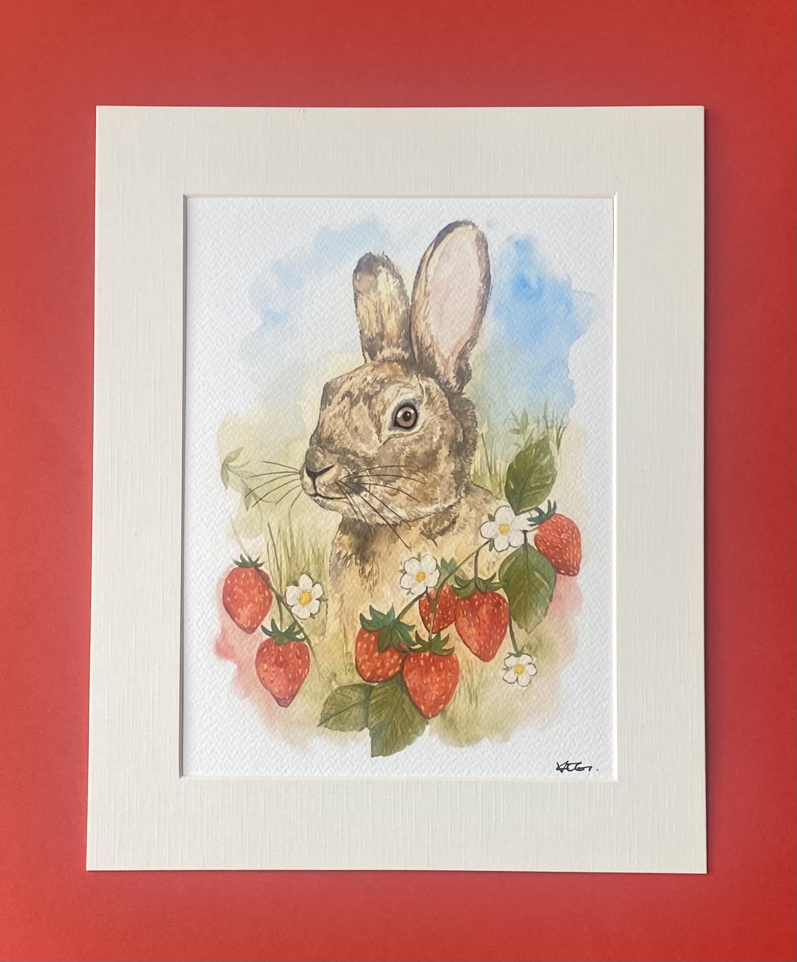 Bunny and strawberries
