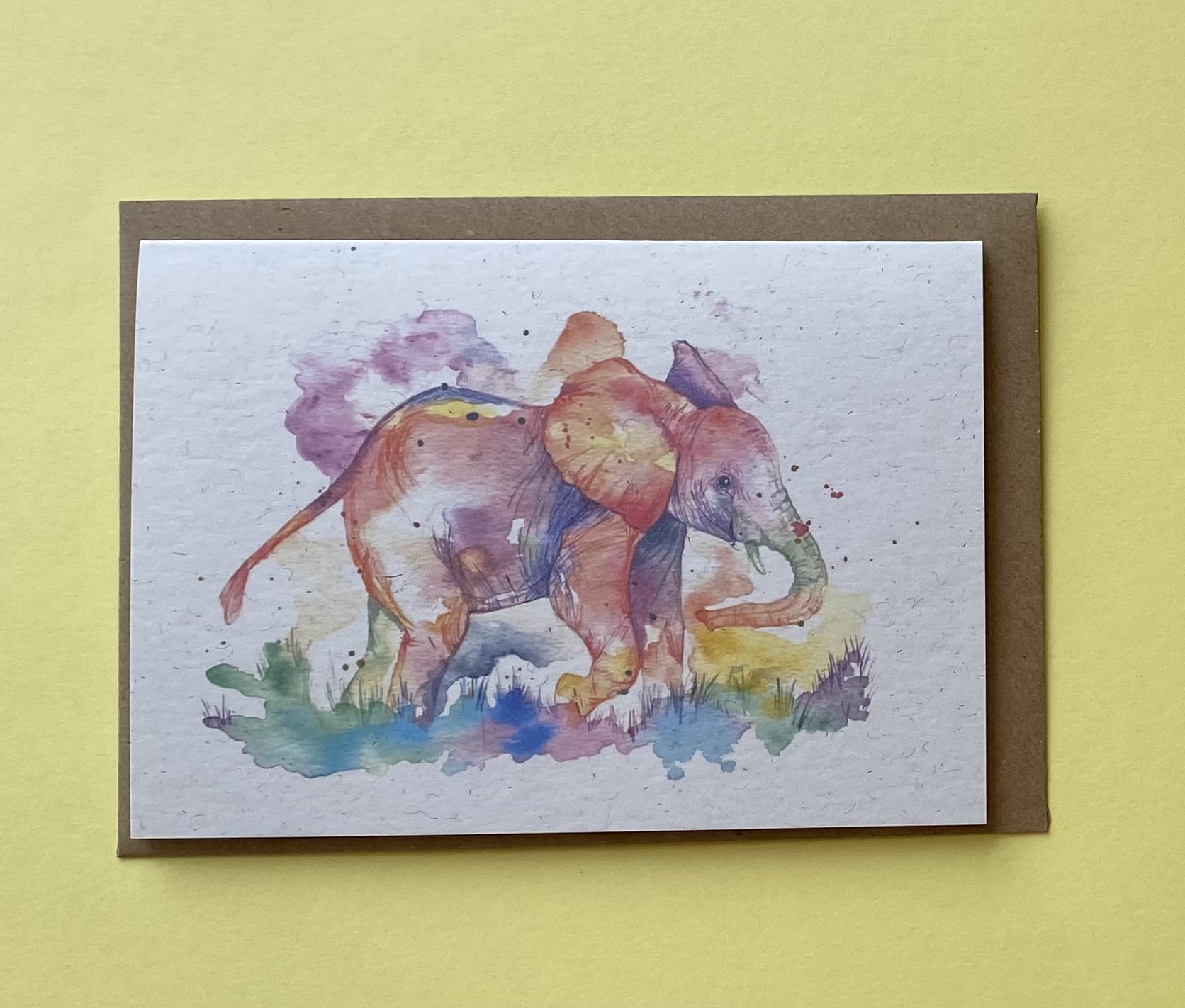 Rainbow watercolour elephant
