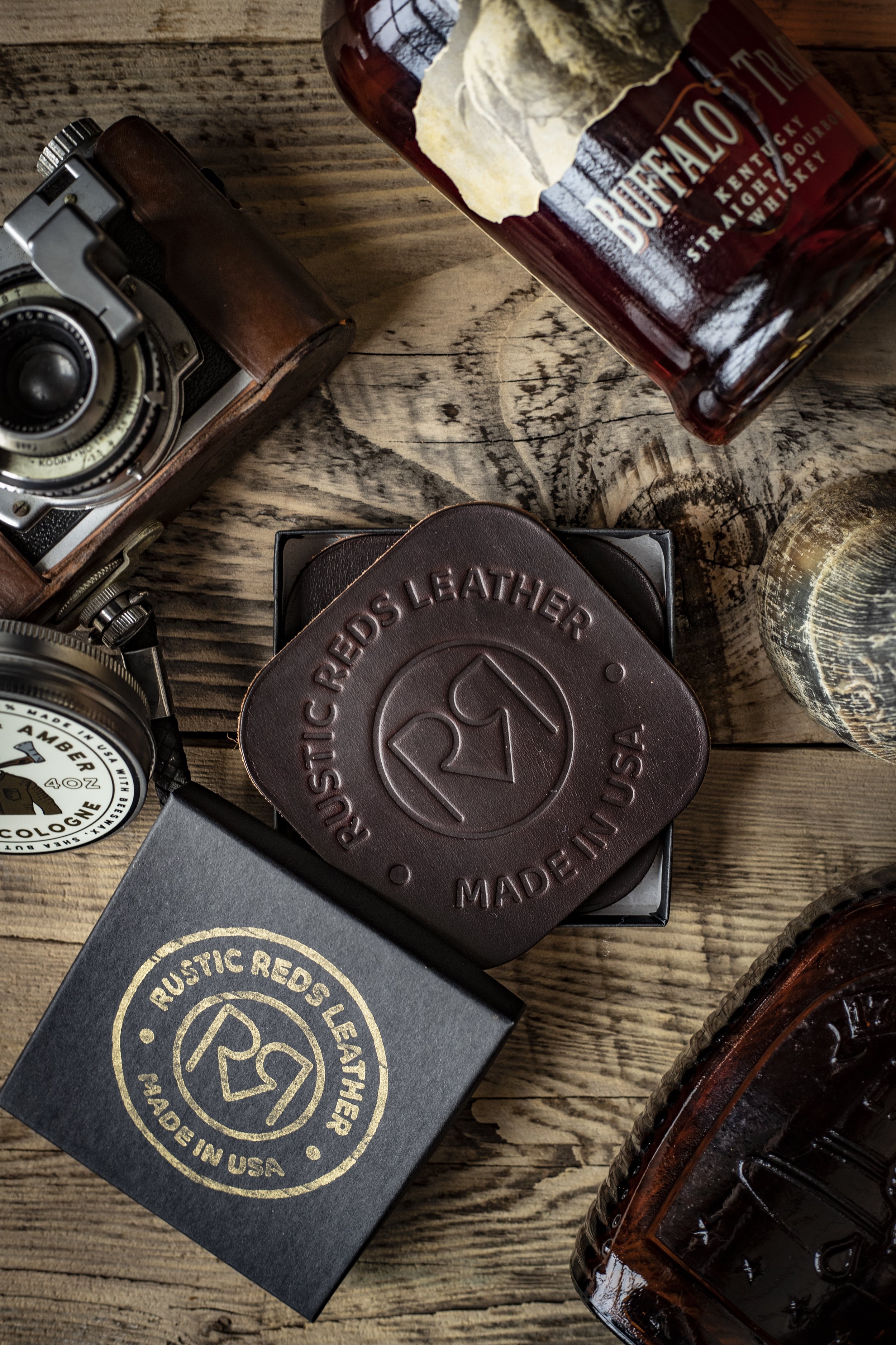 RRL Coaster Set — Rustic Red's Leather