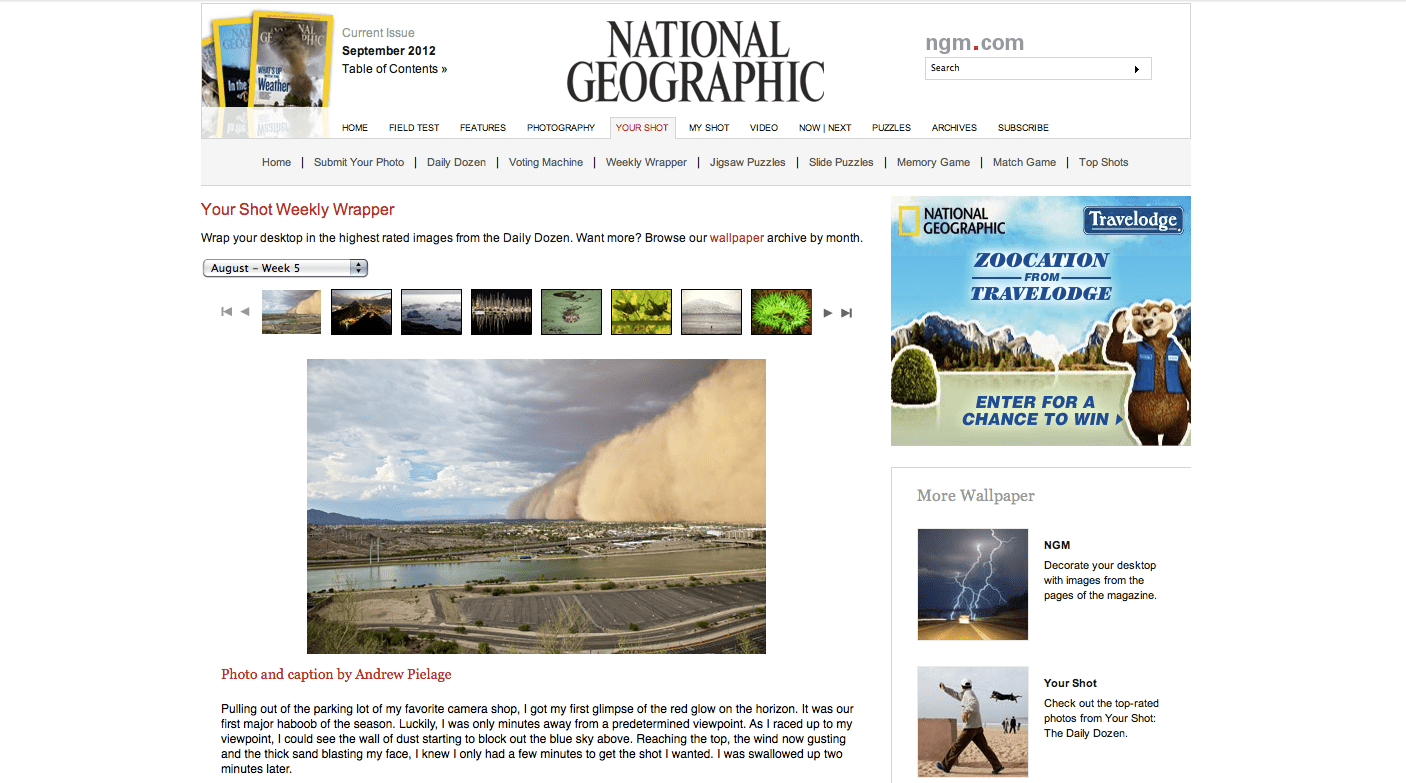 National Geographic Highest Rated Daily Dozen images. Haboob, Andrew Pielage.