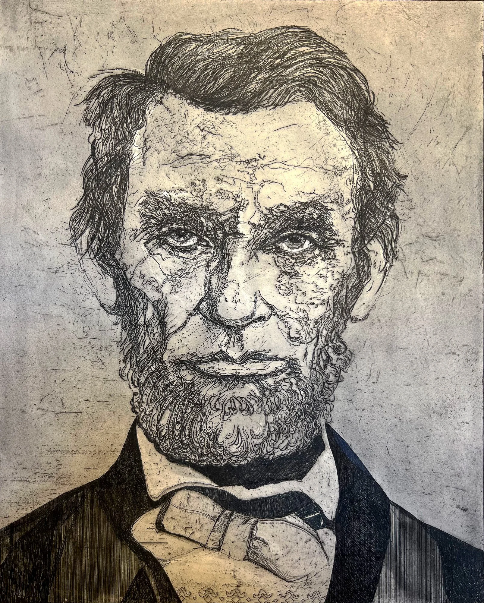 Lincoln, Mixed Media, 37x31", 2025