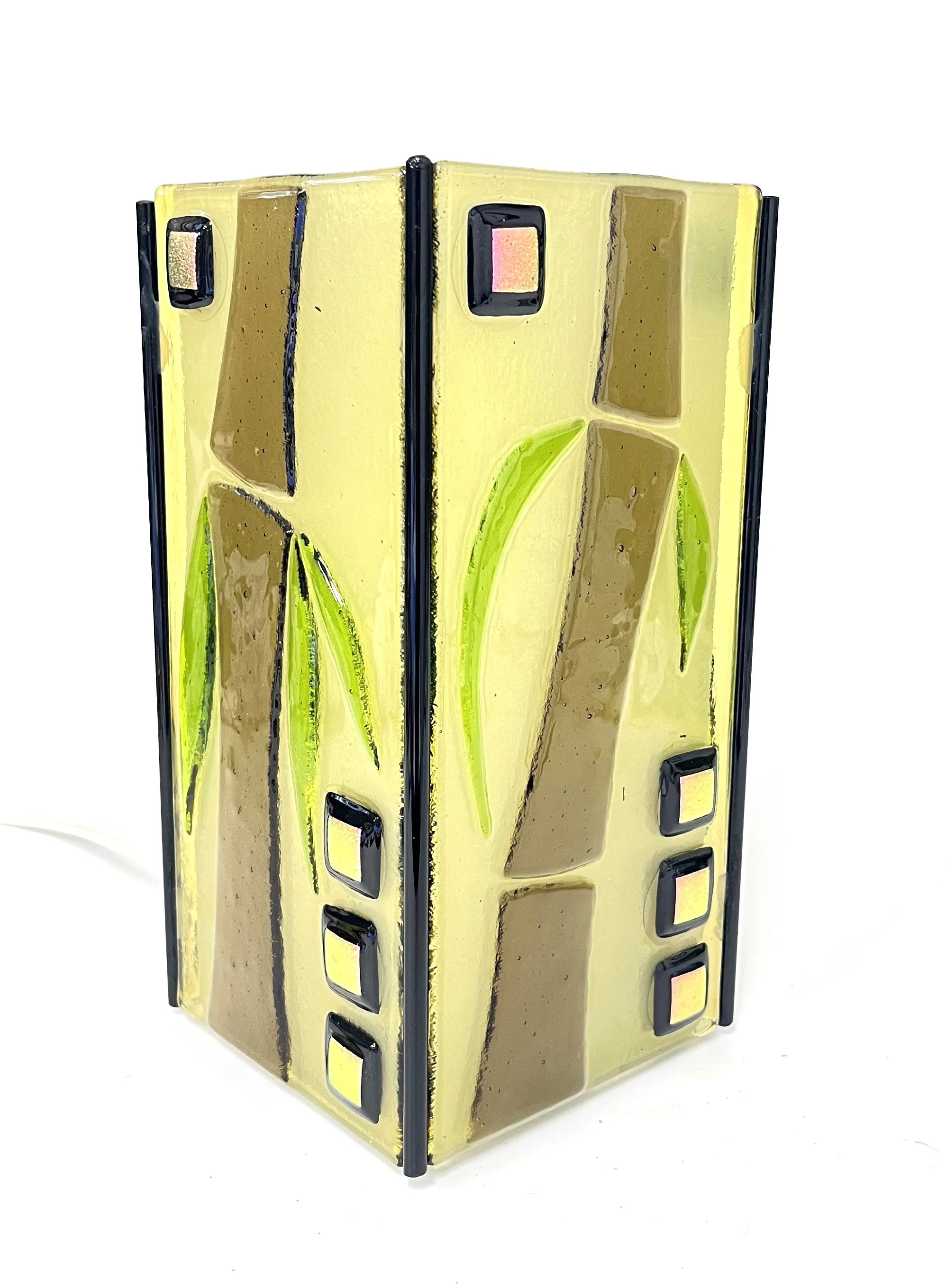 Amber Bamboo Lamp 8.5" tall