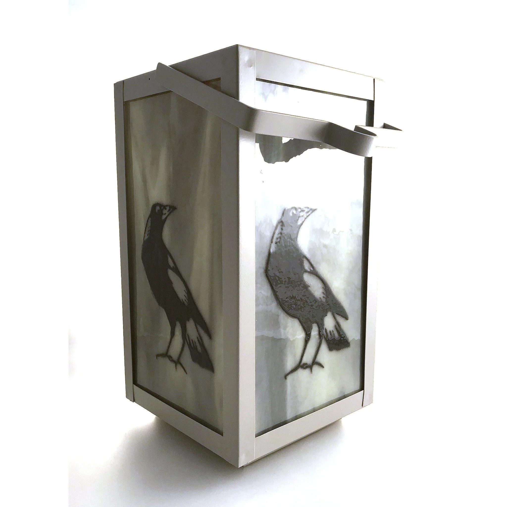 Grey Raven Lantern 10.5” tall
