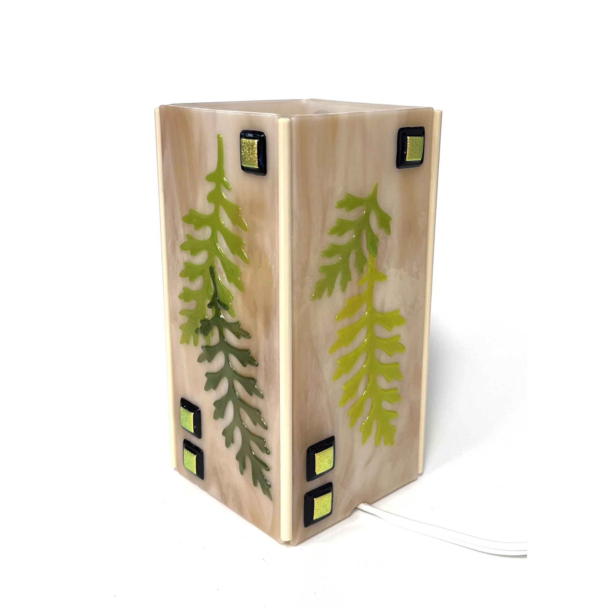 Cream Ferns Lamp 8.5" tall