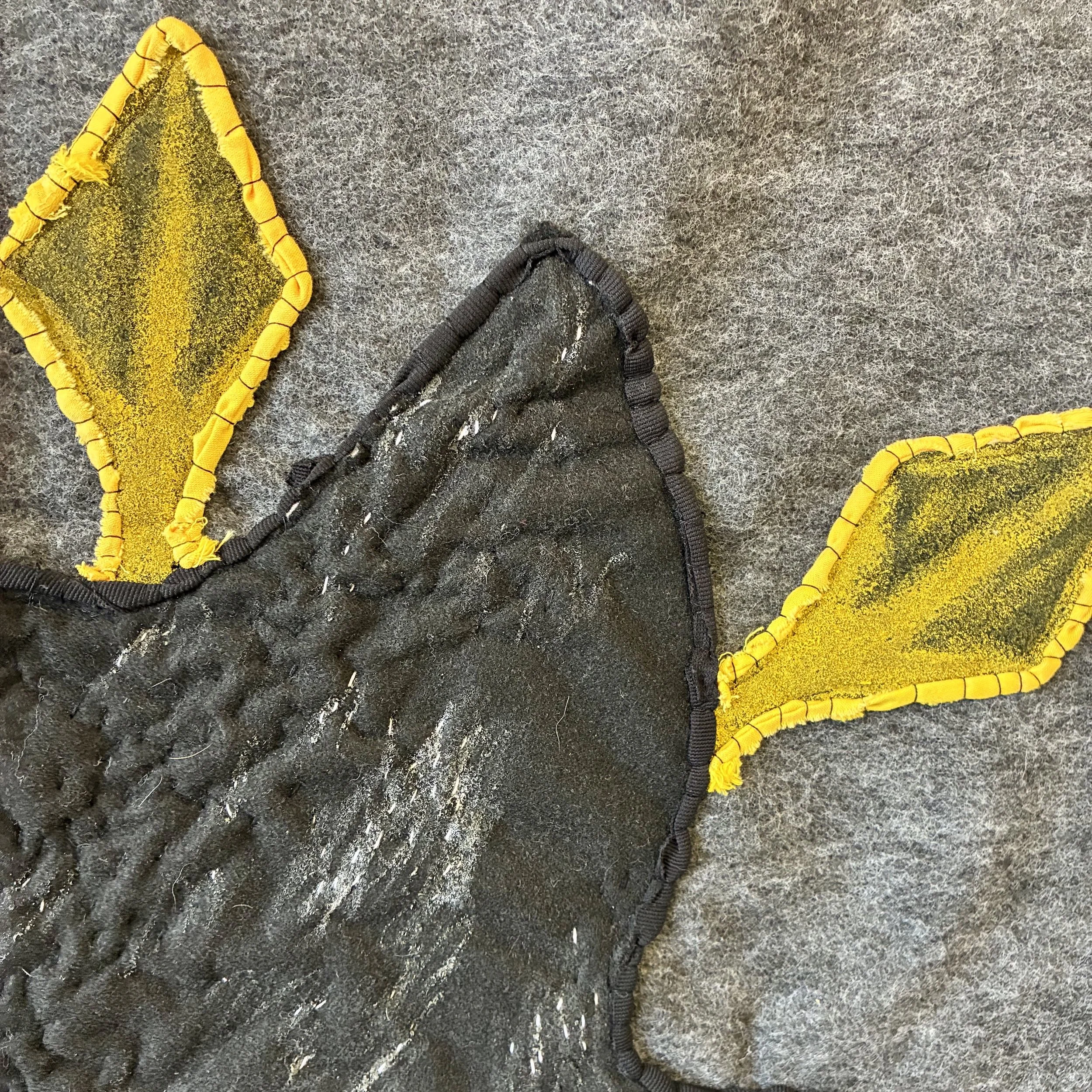 Swans II (detail), felt, latex paint, thread, cotton fabric, size, 2026