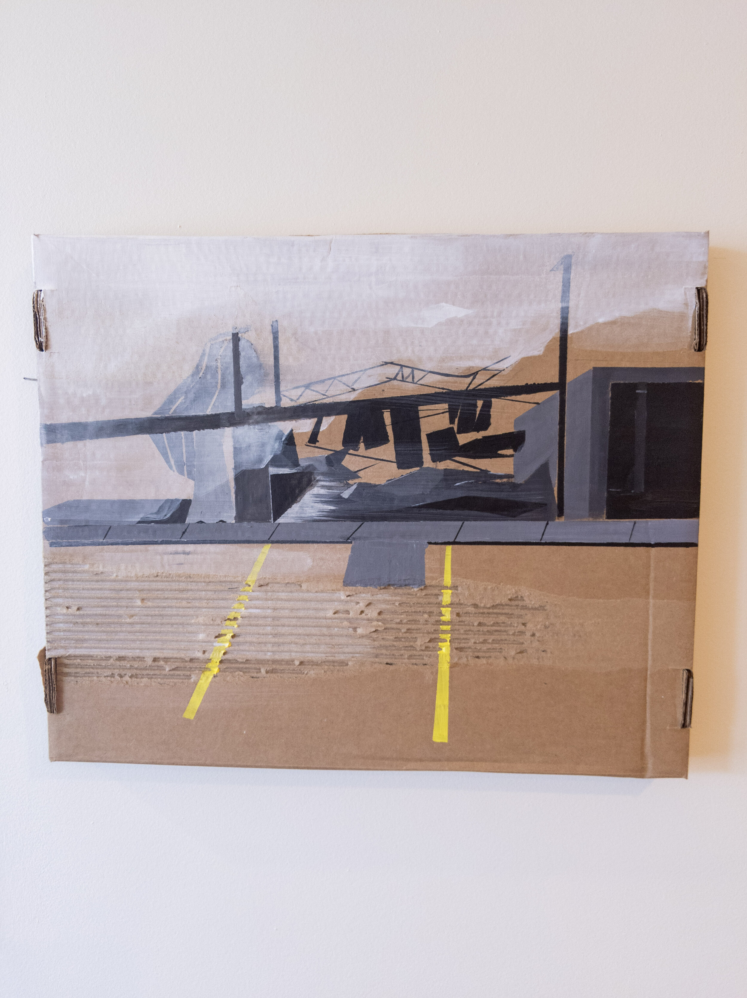   Failed Space #1,  acrylic and gesso on cardboard, 1x16x19’’, 2020   
