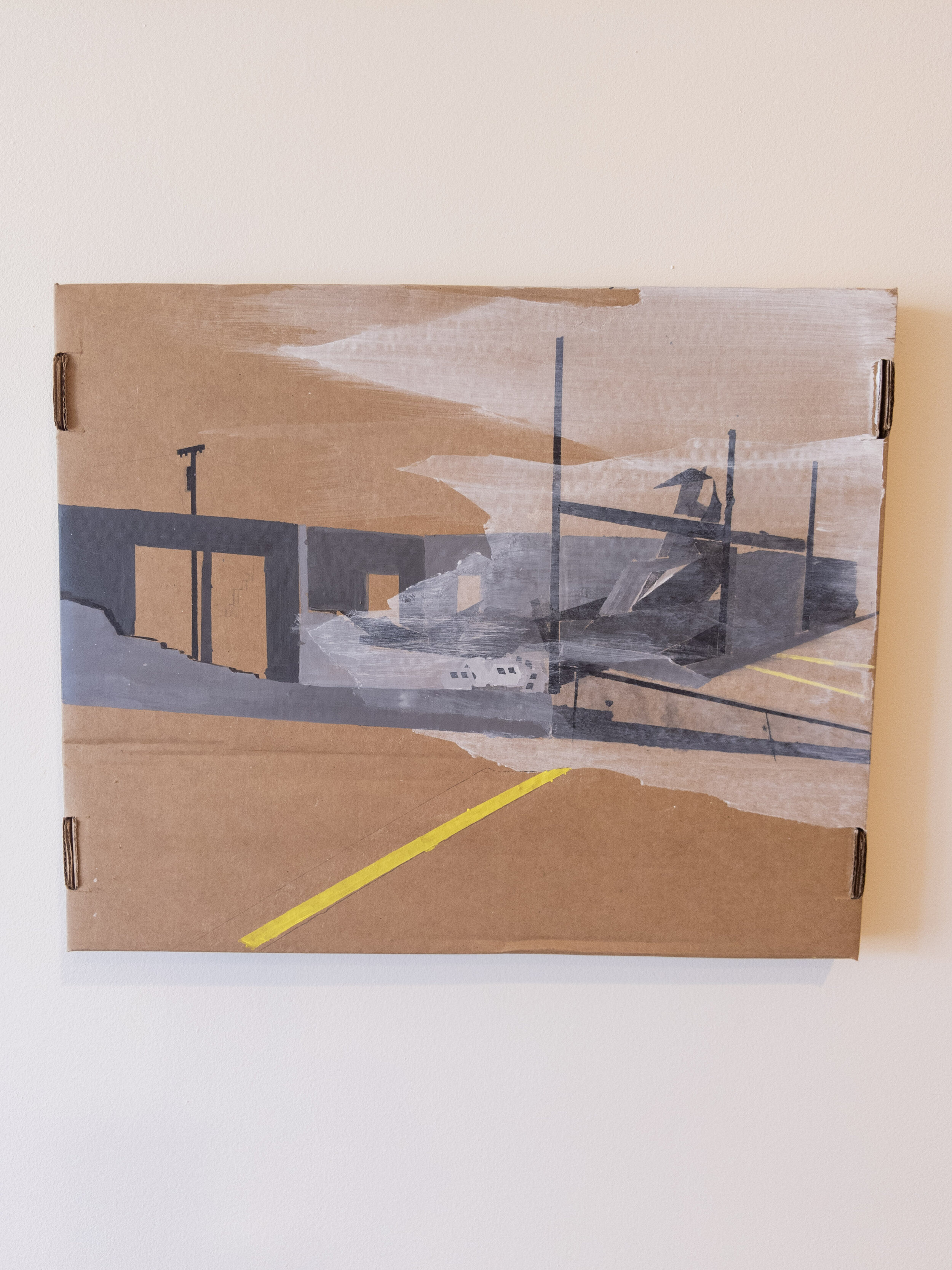   Failed Space #2,  acrylic and gesso on cardboard, 1x16x19’’, 2020 